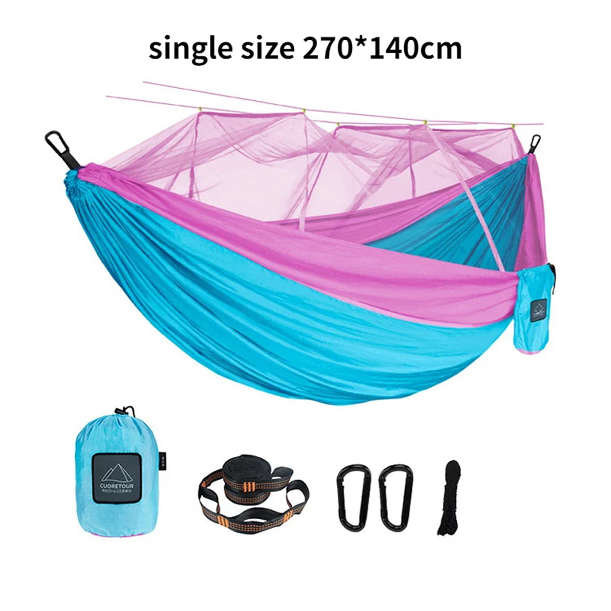 HamoxCix 2-Person Camping Hammock – 210T Tear-Proof Parachute Nylon, Heavy-Duty Straps & Compact Pouch