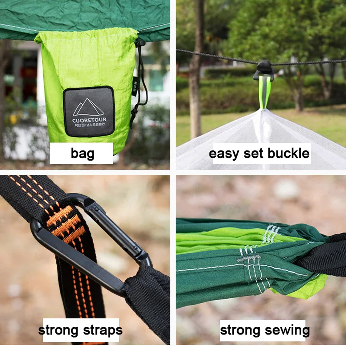 HamoxCix 2-Person Camping Hammock – 210T Tear-Proof Parachute Nylon, Heavy-Duty Straps & Compact Pouch