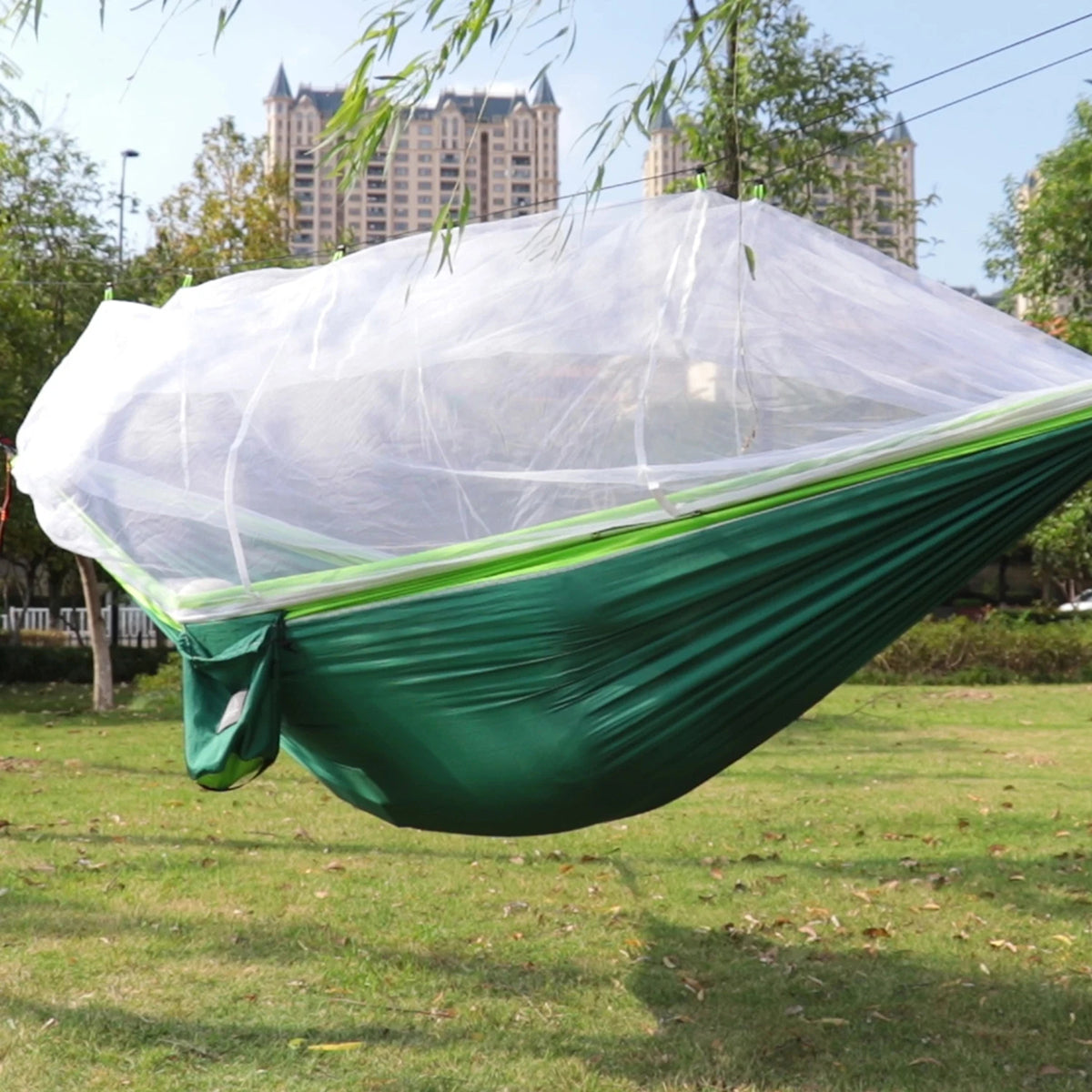 HamoxCix 2-Person Camping Hammock – 210T Tear-Proof Parachute Nylon, Heavy-Duty Straps & Compact Pouch