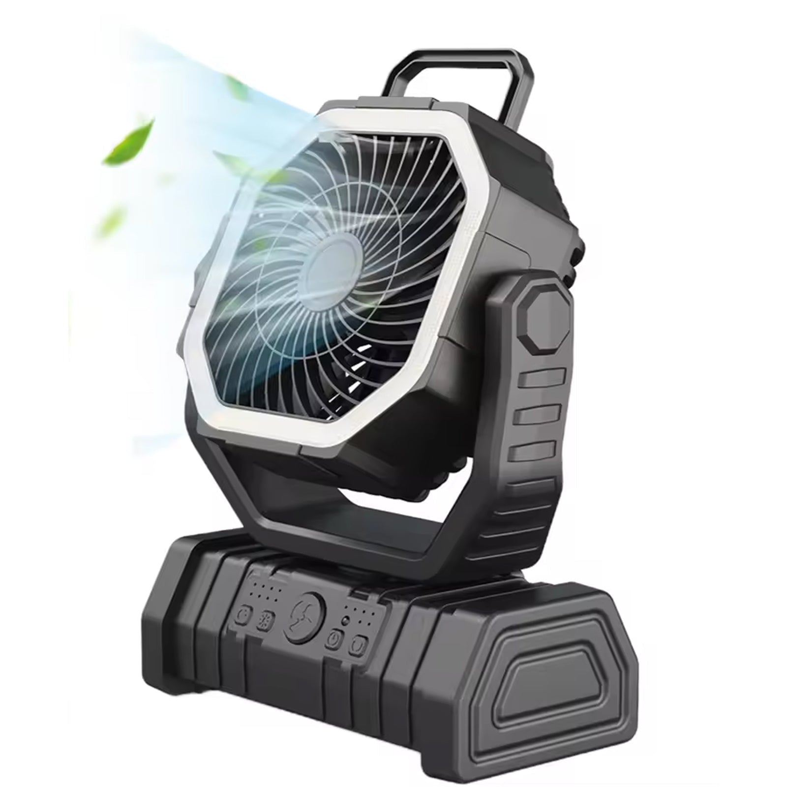 CachiLemi Portable Camping Fan – Multi-Speed Oscillating Airflow, Integrated LED Lantern & Rechargeable Power Bank