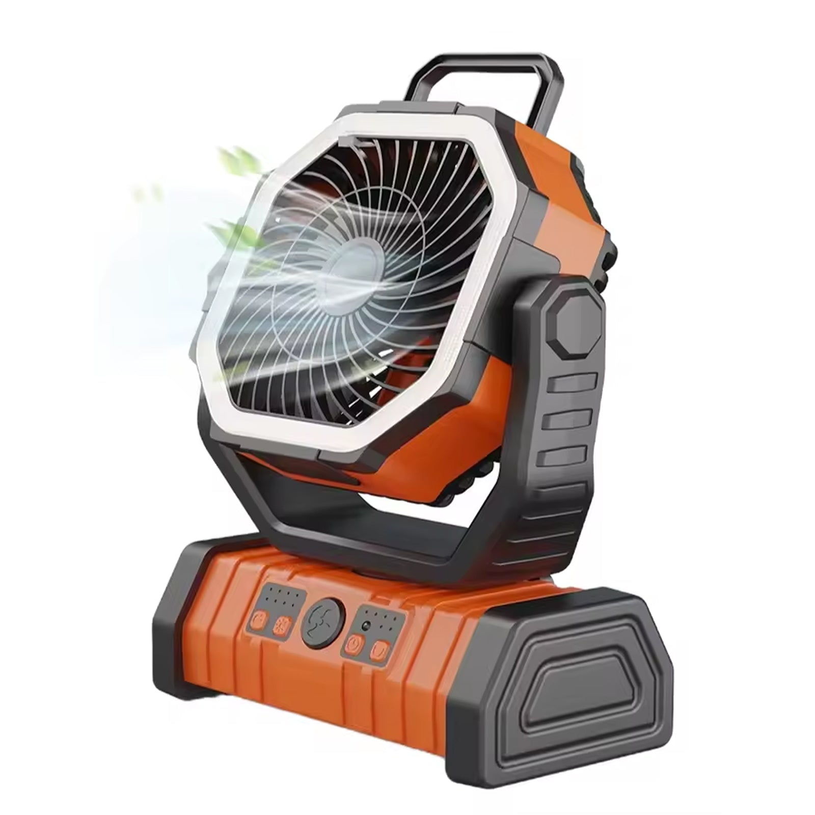 CachiLemi Portable Camping Fan – Multi-Speed Oscillating Airflow, Integrated LED Lantern & Rechargeable Power Bank
