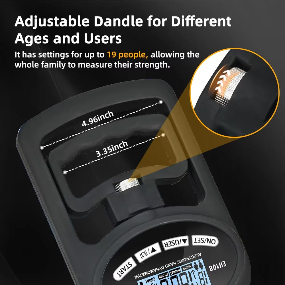 KiGriply Digital Grip Strength Tester – 198lbs/90kg Capacity, High Precision Sensor & User Profiles