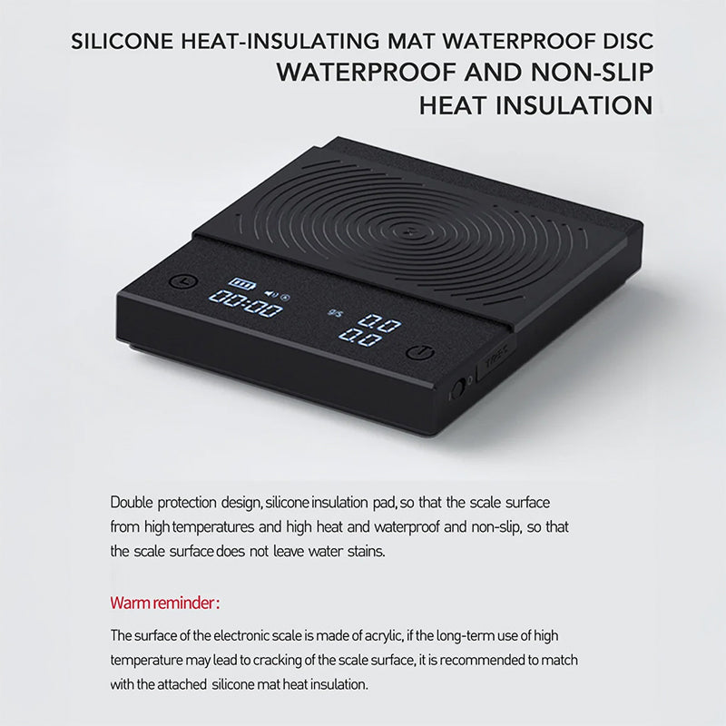 LiGramix Digital Coffee Scale – 0.1g High Precision, Integrated Timer & Waterproof Silicone Pad