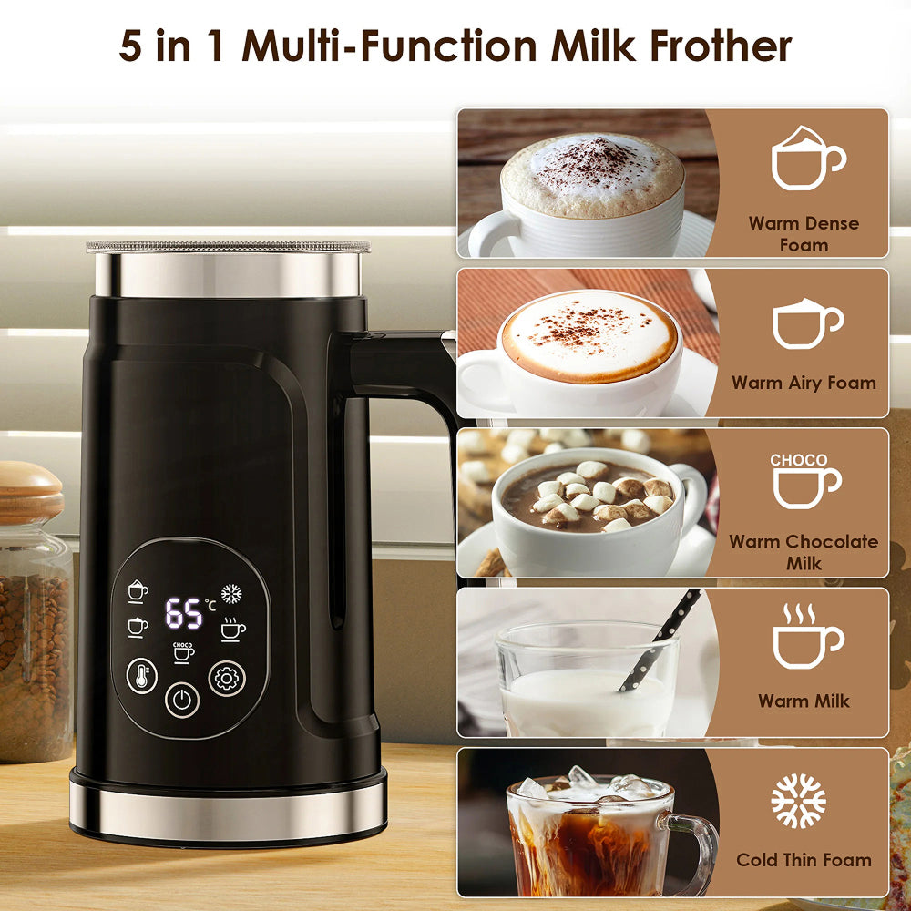 LicoBash Five Modes: Hot Dense Foam, Hot Airy Foam, Warm Chocolate Milk, Warm Milk, Cold Thin Foam