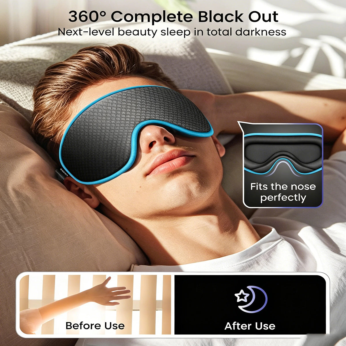 LicoMixxi Cooling Eye Mask 3D 100% Light Blocking Cold Gel Ice Sleep Wrap