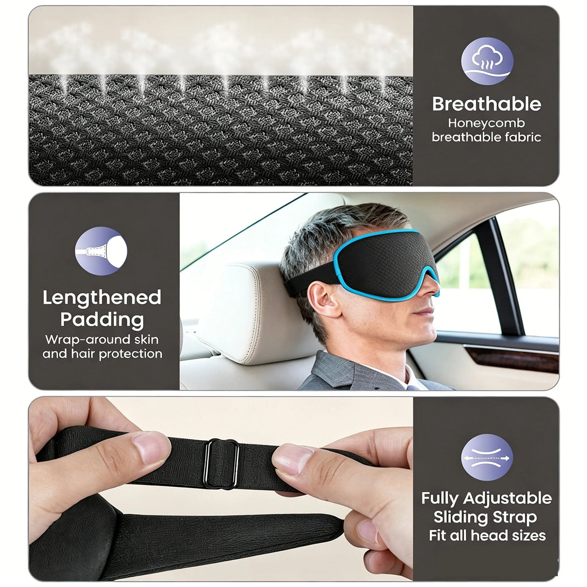 LicoMixxi Cooling Eye Mask 3D 100% Light Blocking Cold Gel Ice Sleep Wrap