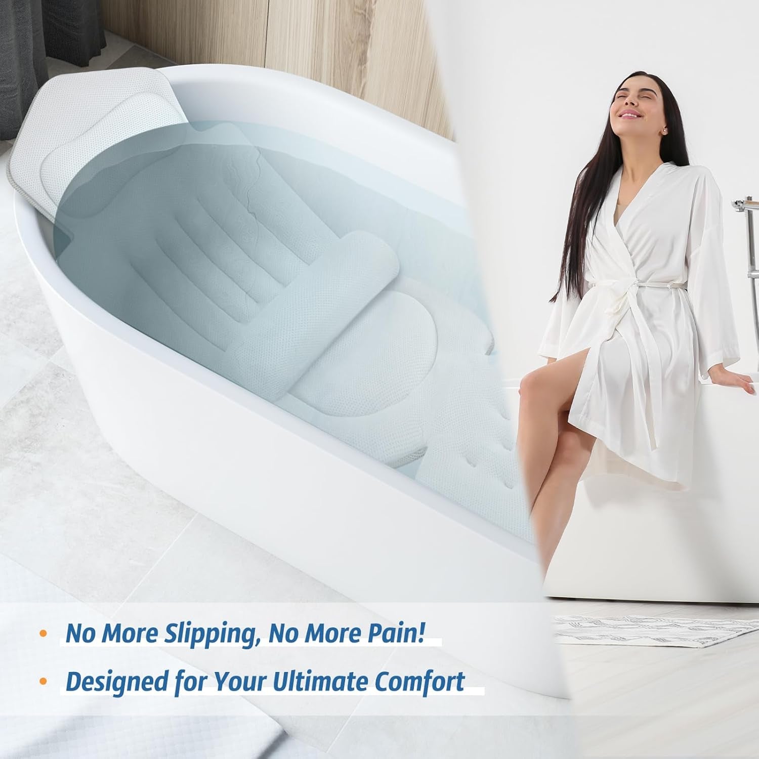 LimiJaxi Full Body Bath Pillow – 4D Air Mesh Technology, 6 Suction Cups & Ergonomic Head Support