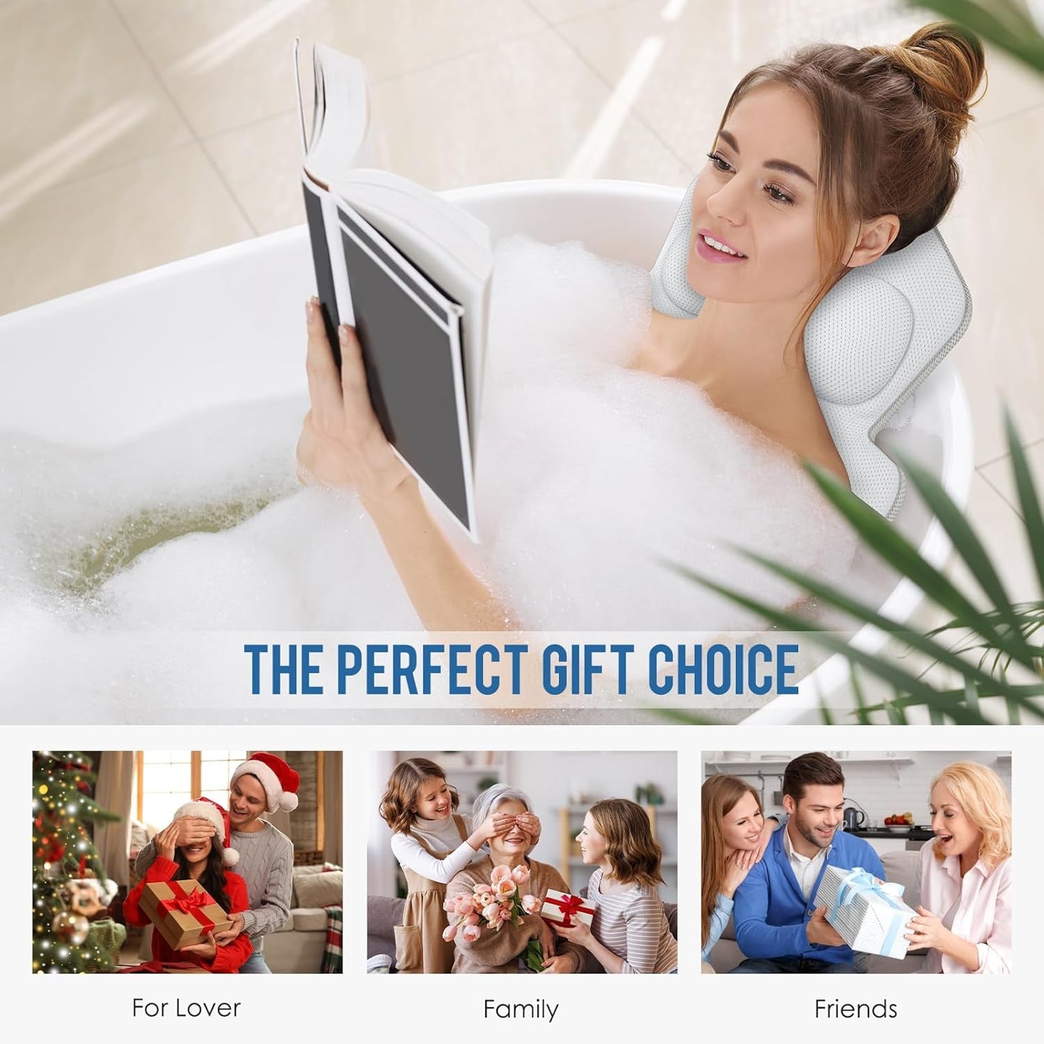LimiJaxi Full Body Bath Pillow – 4D Air Mesh Technology, 6 Suction Cups & Ergonomic Head Support