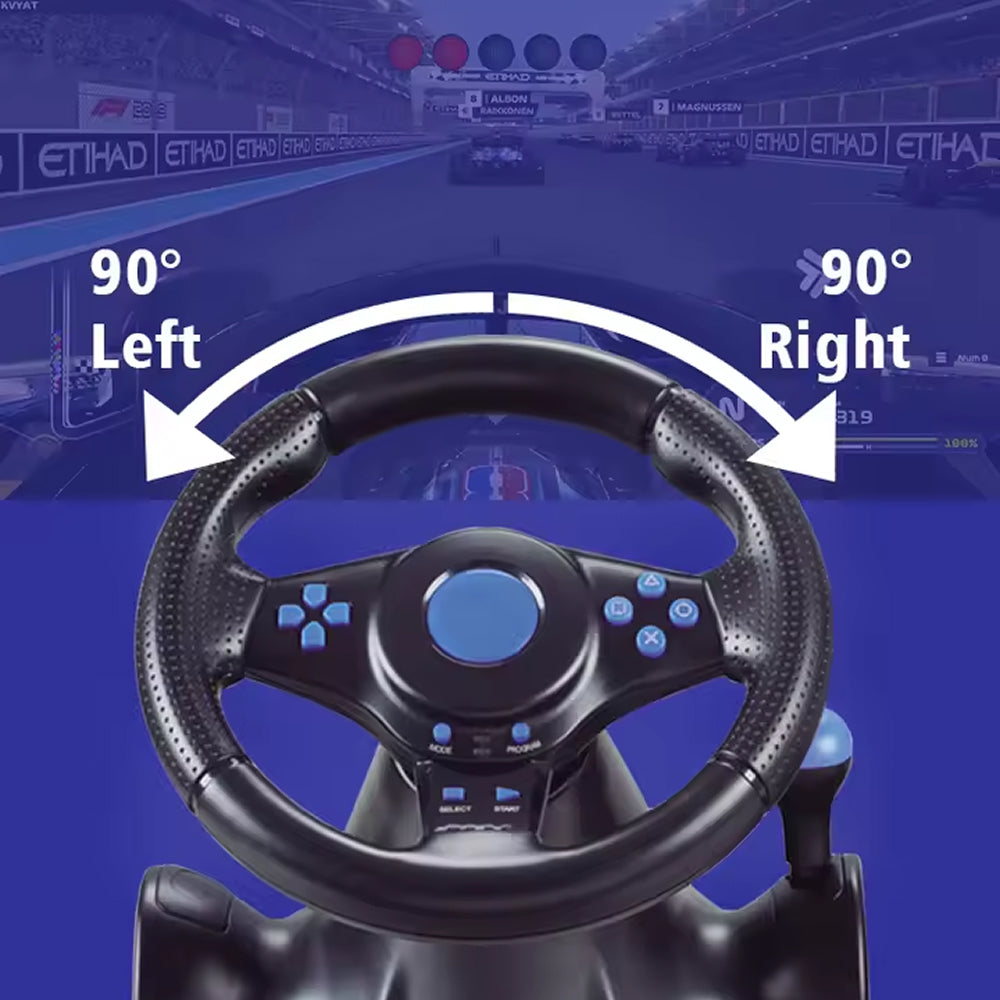 LiroSpio Gaming Steering Wheel 7-in-1 Universal Racing Wheel with Linear Pedals