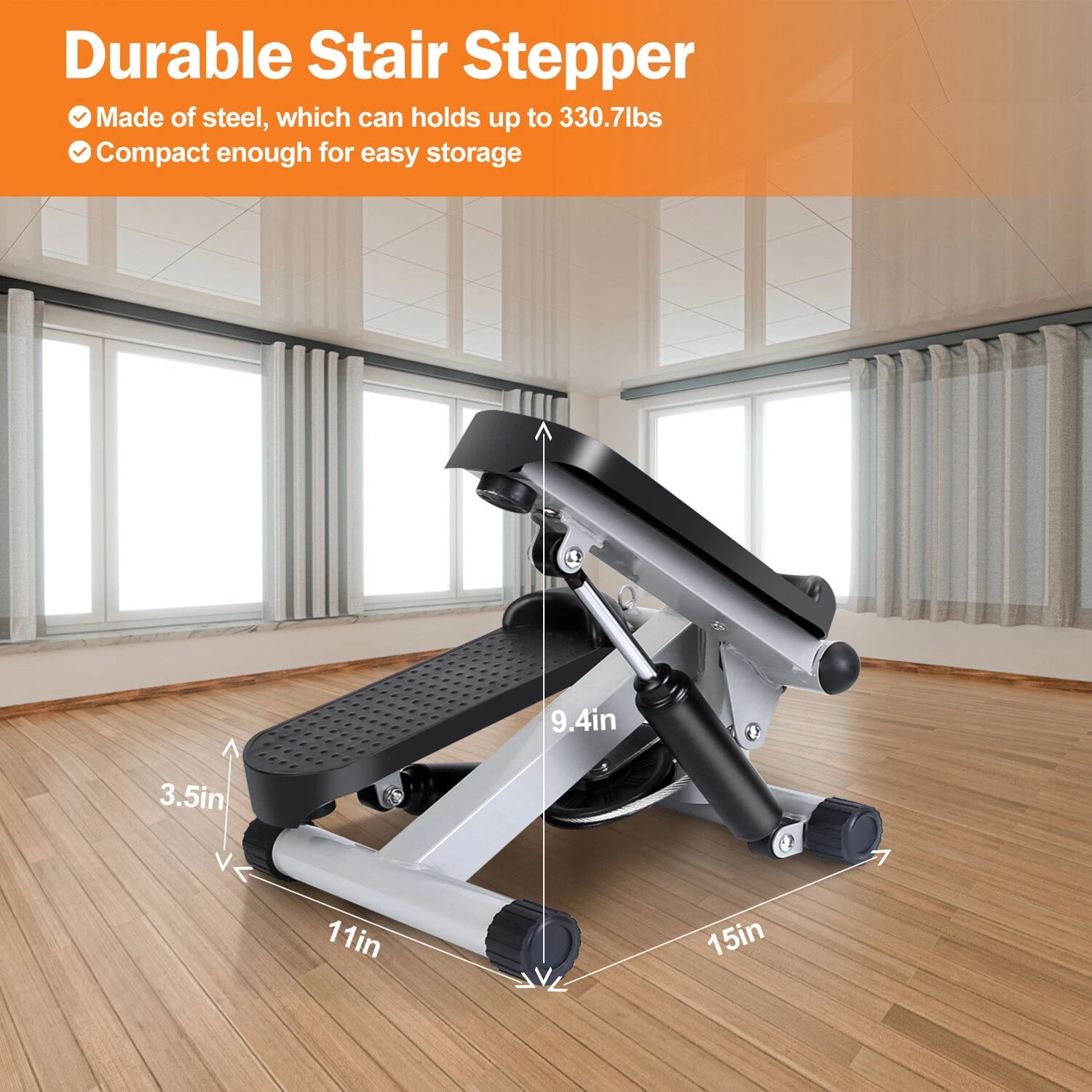 LitePreti Portable Mini Stepper – Resistance Bands, LCD Fitness Monitor & Compact Home Design