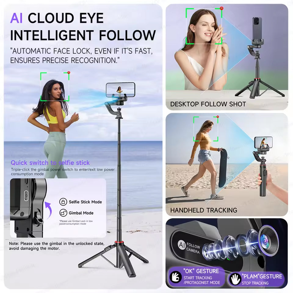 LixGimix 3-Axis Smartphone Gimbal – Face Tracking, Inception Mode & Foldable Stabilizer Design