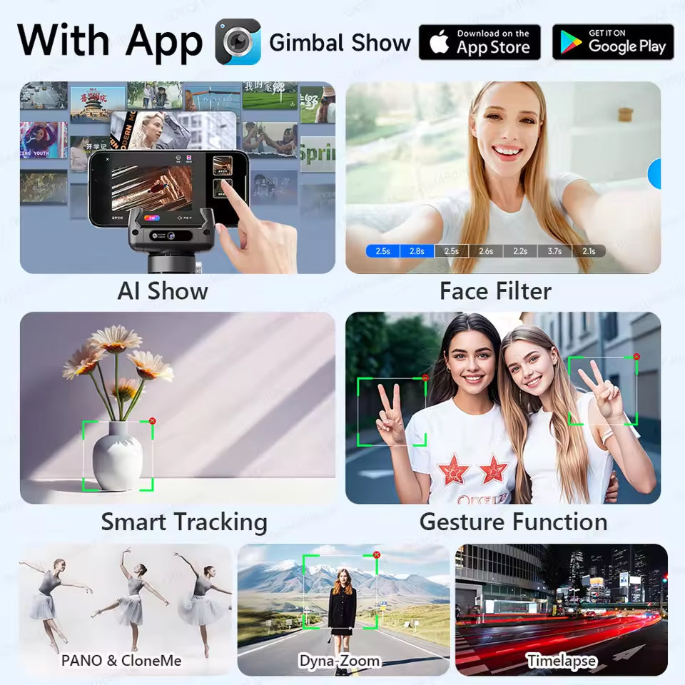 LixGimix 3-Axis Smartphone Gimbal – Face Tracking, Inception Mode & Foldable Stabilizer Design