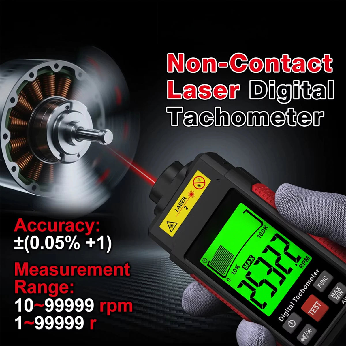 LoftDoci Wide Measurement Range: 2.5 To 99,999 RPM For Motors, Engines, And Fans