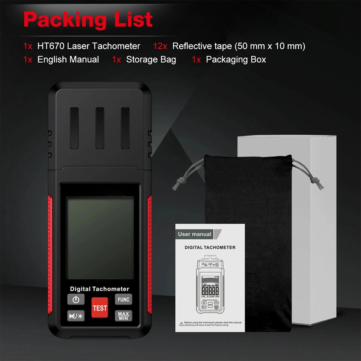 LoftDoci Wide Measurement Range: 2.5 To 99,999 RPM For Motors, Engines, And Fans
