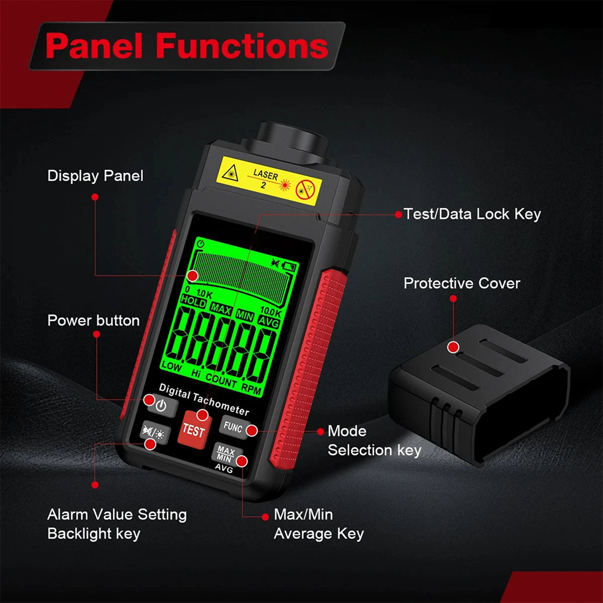 LoftDoci Wide Measurement Range: 2.5 To 99,999 RPM For Motors, Engines, And Fans