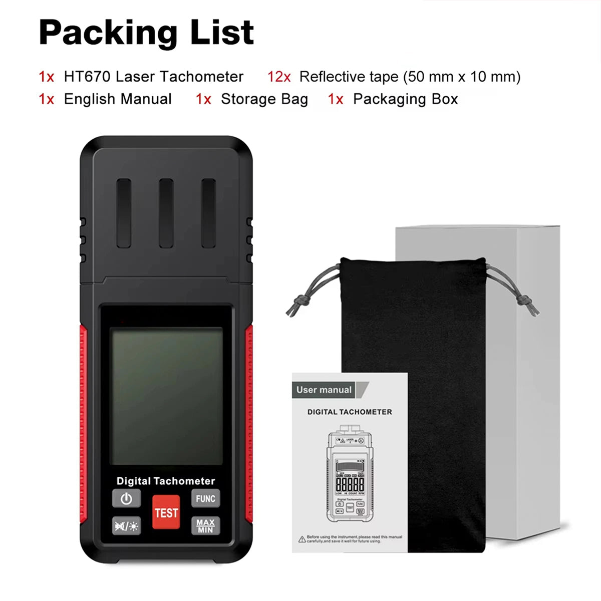 LoftDoci Wide Measurement Range: 2.5 To 99,999 RPM For Motors, Engines, And Fans