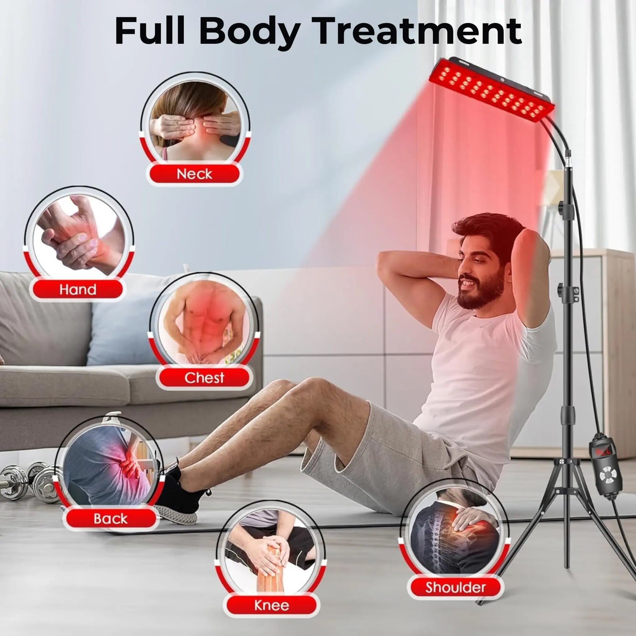 Lumorayvi Red Light Therapy Lamp – Dual Wavelength Deep Tissue Relief with Adjustable Floor Stand