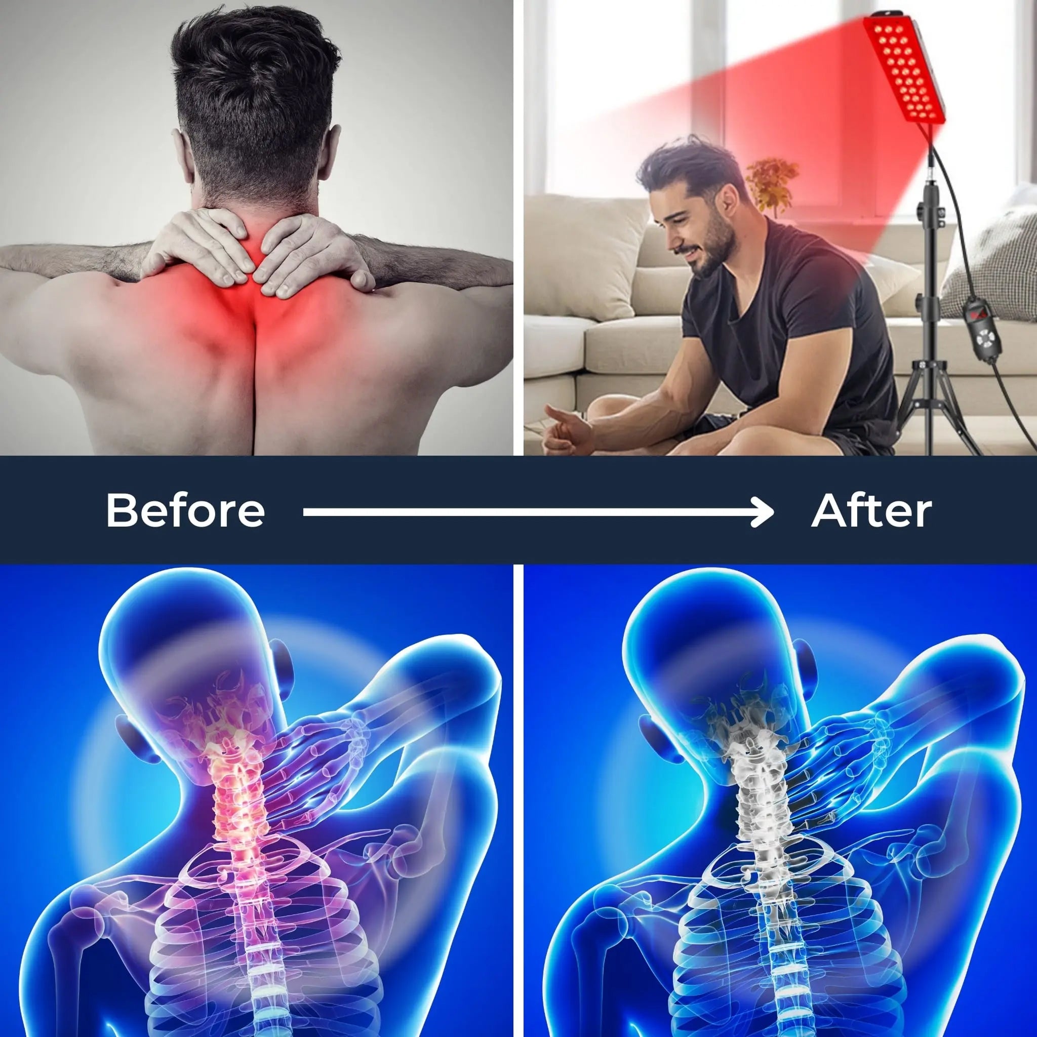 Lumorayvi Red Light Therapy Lamp – Dual Wavelength Deep Tissue Relief with Adjustable Floor Stand