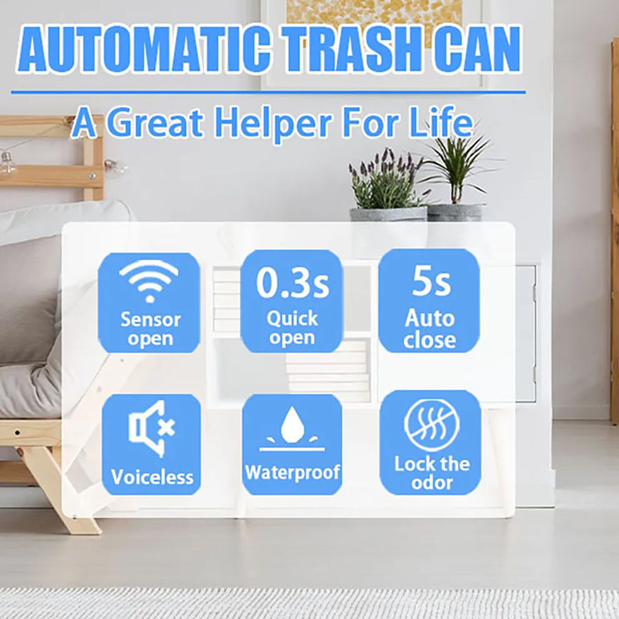 MaliPoxu 13-Gallon Smart Trash Can – Motion Sensor Lid, Odor-Filter System & Stainless Steel Finish