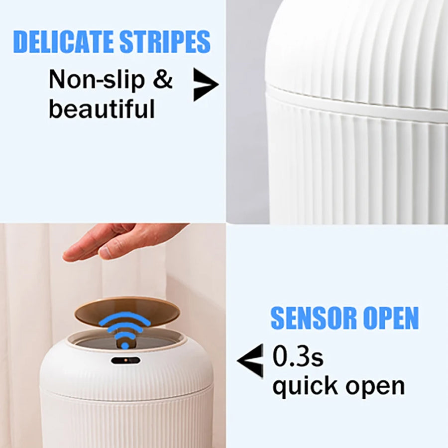 MaliPoxu 13-Gallon Smart Trash Can – Motion Sensor Lid, Odor-Filter System & Stainless Steel Finish