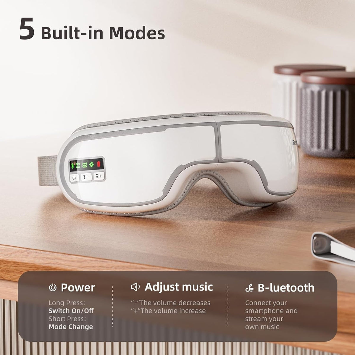 MasaHixiv Heated Eye Massager with Bluetooth 5.0 and 3D Compression for Migraine Relief and Sleep