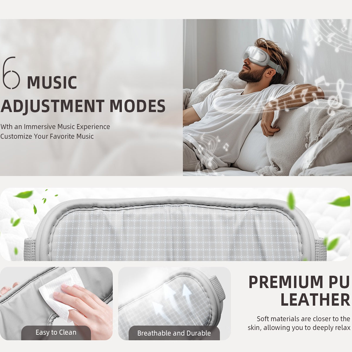 MasaHixiv Heated Eye Massager with Bluetooth 5.0 and 3D Compression for Migraine Relief and Sleep
