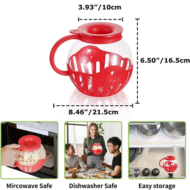MazeJoid Glass Microwave Popcorn Popper Bowl