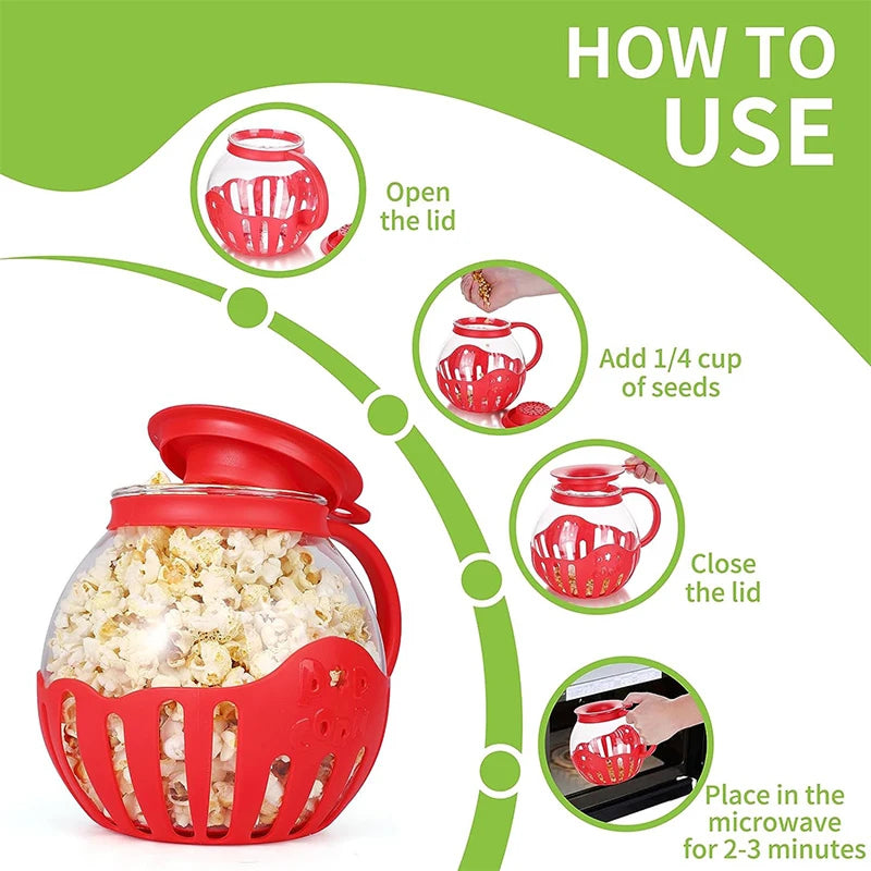 MazeJoid Glass Microwave Popcorn Popper Bowl