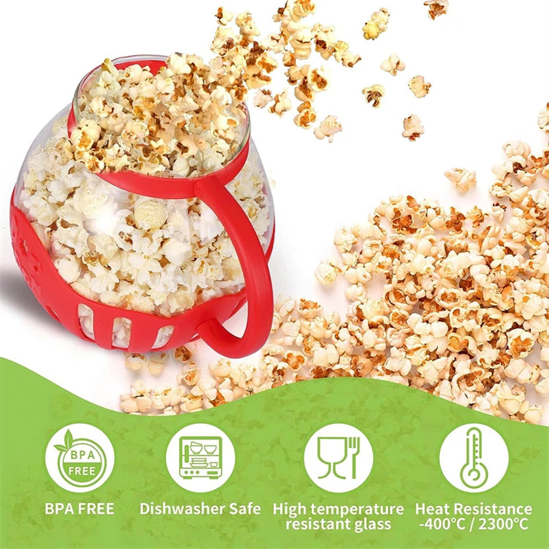 MazeJoid Glass Microwave Popcorn Popper Bowl