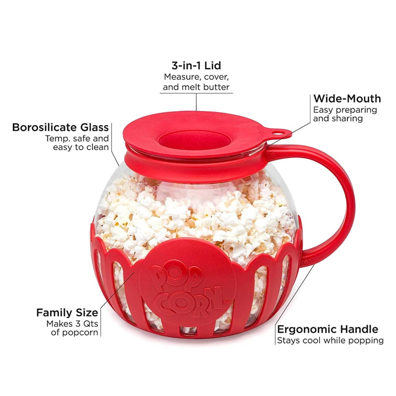 MazeJoid Glass Microwave Popcorn Popper Bowl