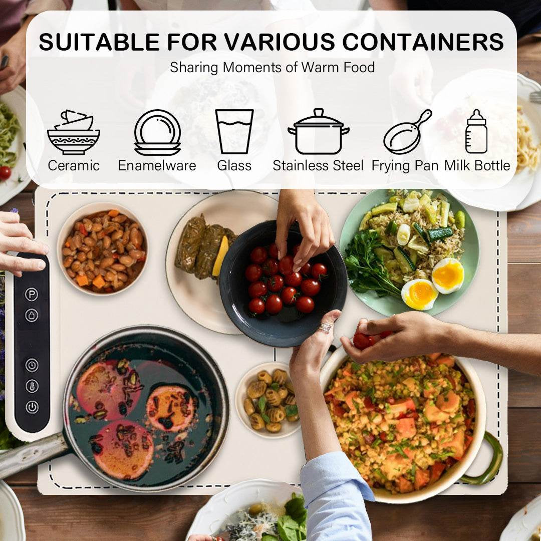 MealCobi Electric Food Warmer Mat 6 Temperature Settings 24-Hour Timer