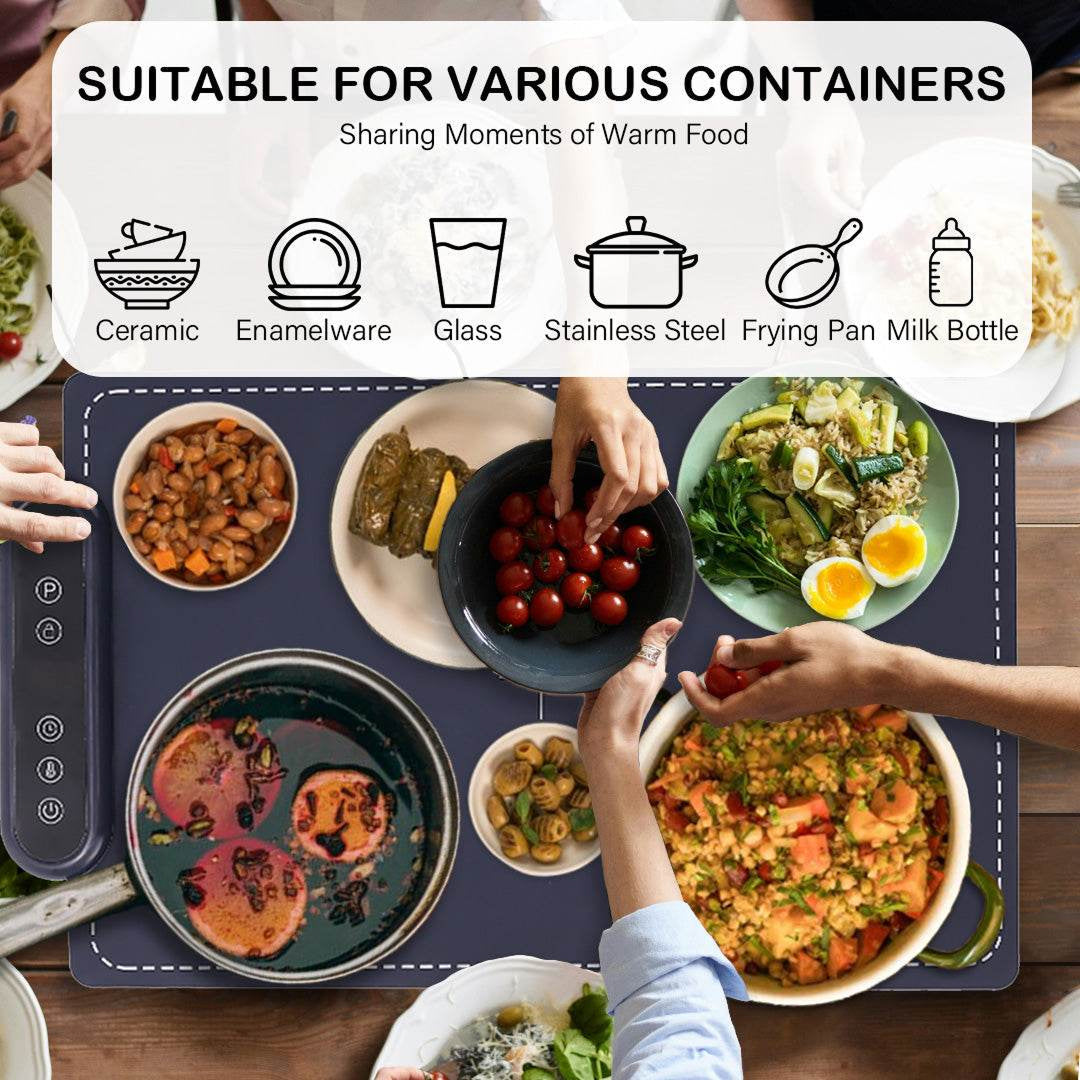 MealCobi Electric Food Warmer Mat 6 Temperature Settings 24-Hour Timer
