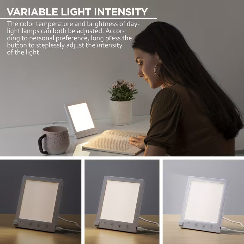 MiBeamix Sunlight Therapy Lamp – 10,000 Lux UV-Free LED, 3 Color Temps & Stepless Dimming