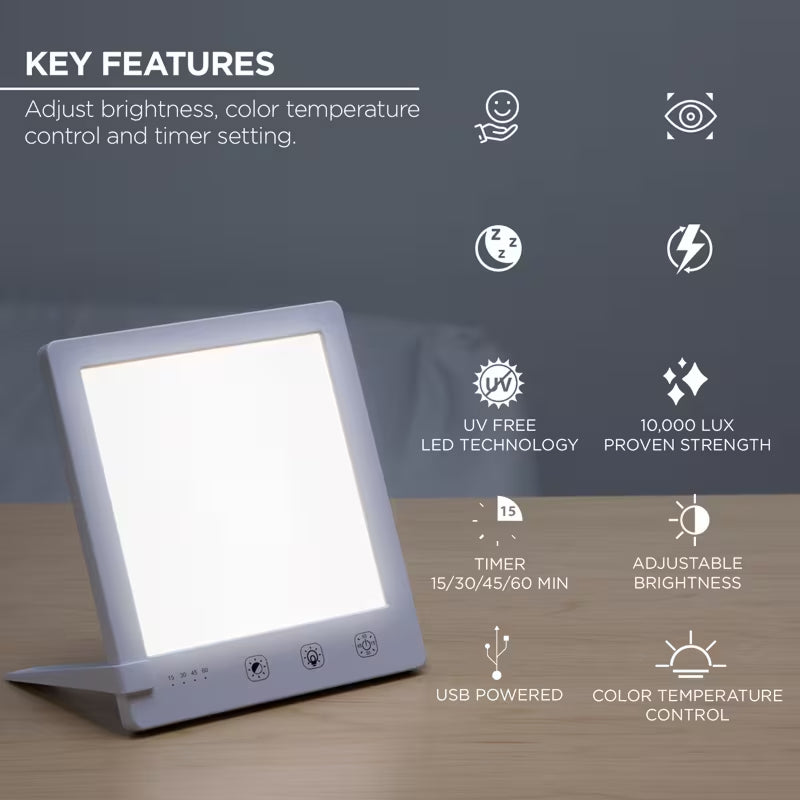 MiBeamix Sunlight Therapy Lamp – 10,000 Lux UV-Free LED, 3 Color Temps & Stepless Dimming