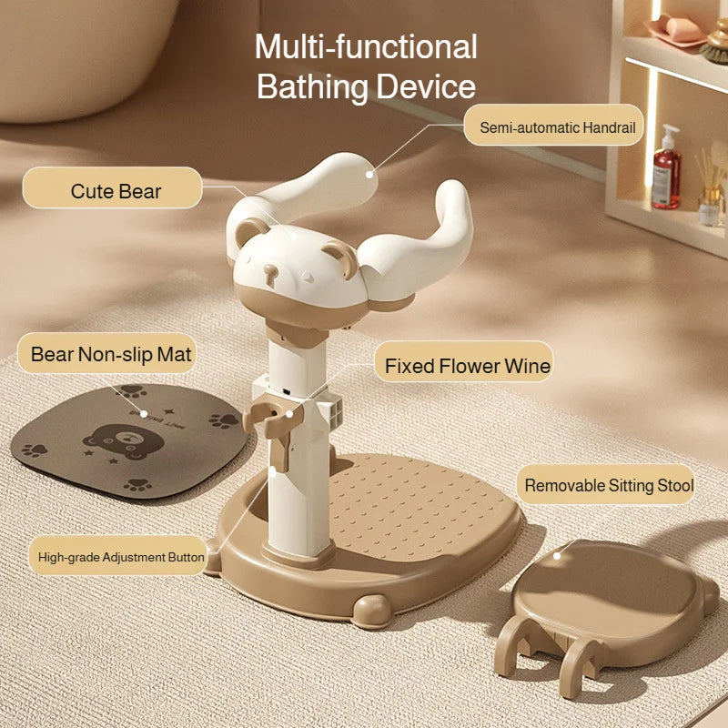 MinosBath Semi-Automatic Locking Handrail Wraps Securely Around Child For Slip Prevention