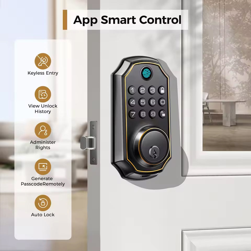 MixaLocki Fingerprint Smart Deadbolt – Keyless Entry, Bluetooth App Control & Auto-Lock Security