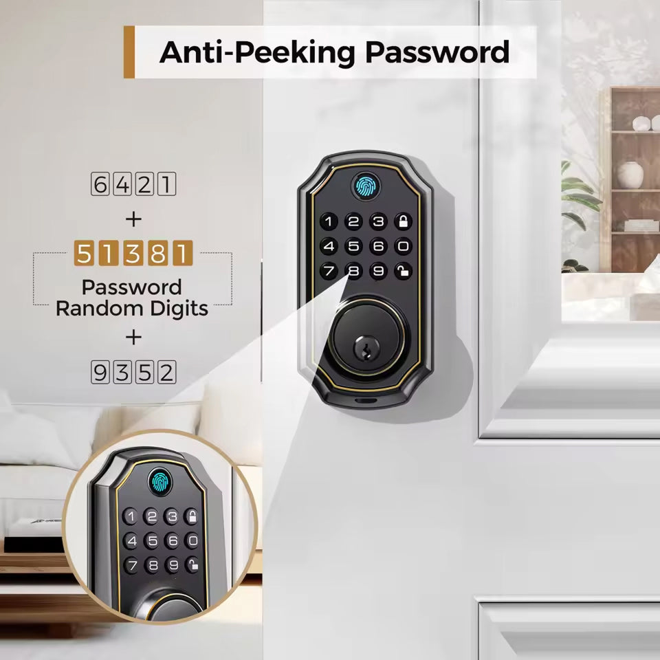 MixaLocki Fingerprint Smart Deadbolt – Keyless Entry, Bluetooth App Control & Auto-Lock Security