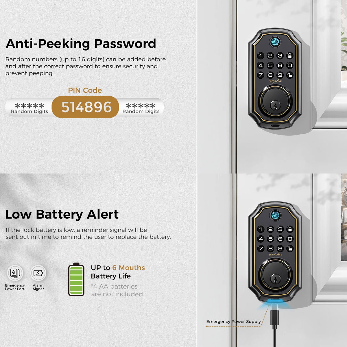 MixaLocki Fingerprint Smart Deadbolt – Keyless Entry, Bluetooth App Control & Auto-Lock Security
