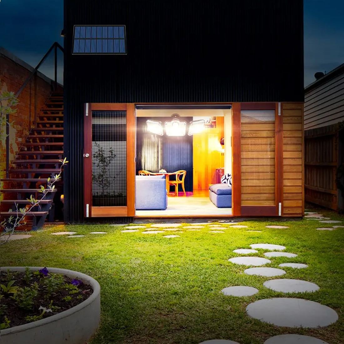 MixeBrix Solar Flood Light – 2000LM Motion Activated LED, IP65 Waterproof & Remote Control