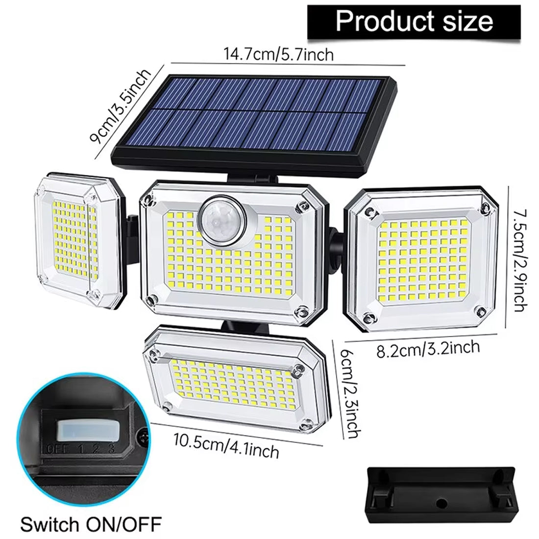 MixeBrix Solar Flood Light – 2000LM Motion Activated LED, IP65 Waterproof & Remote Control