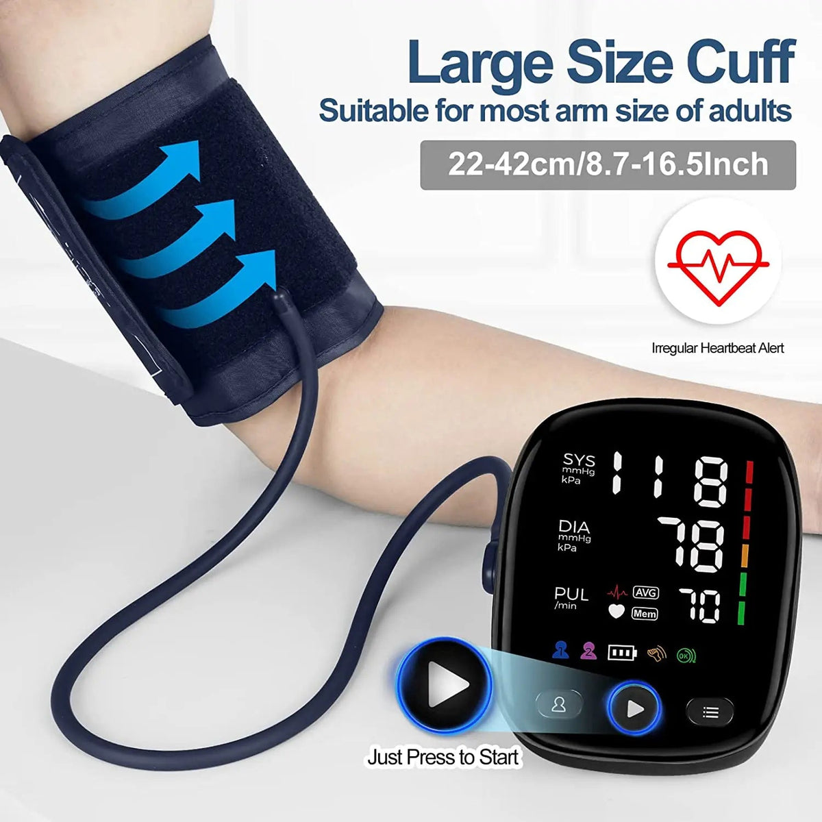 MoniBludex Blood Pressure Monitor Upper Arm Precision LED Touchscreen with 240-Reading Memory
