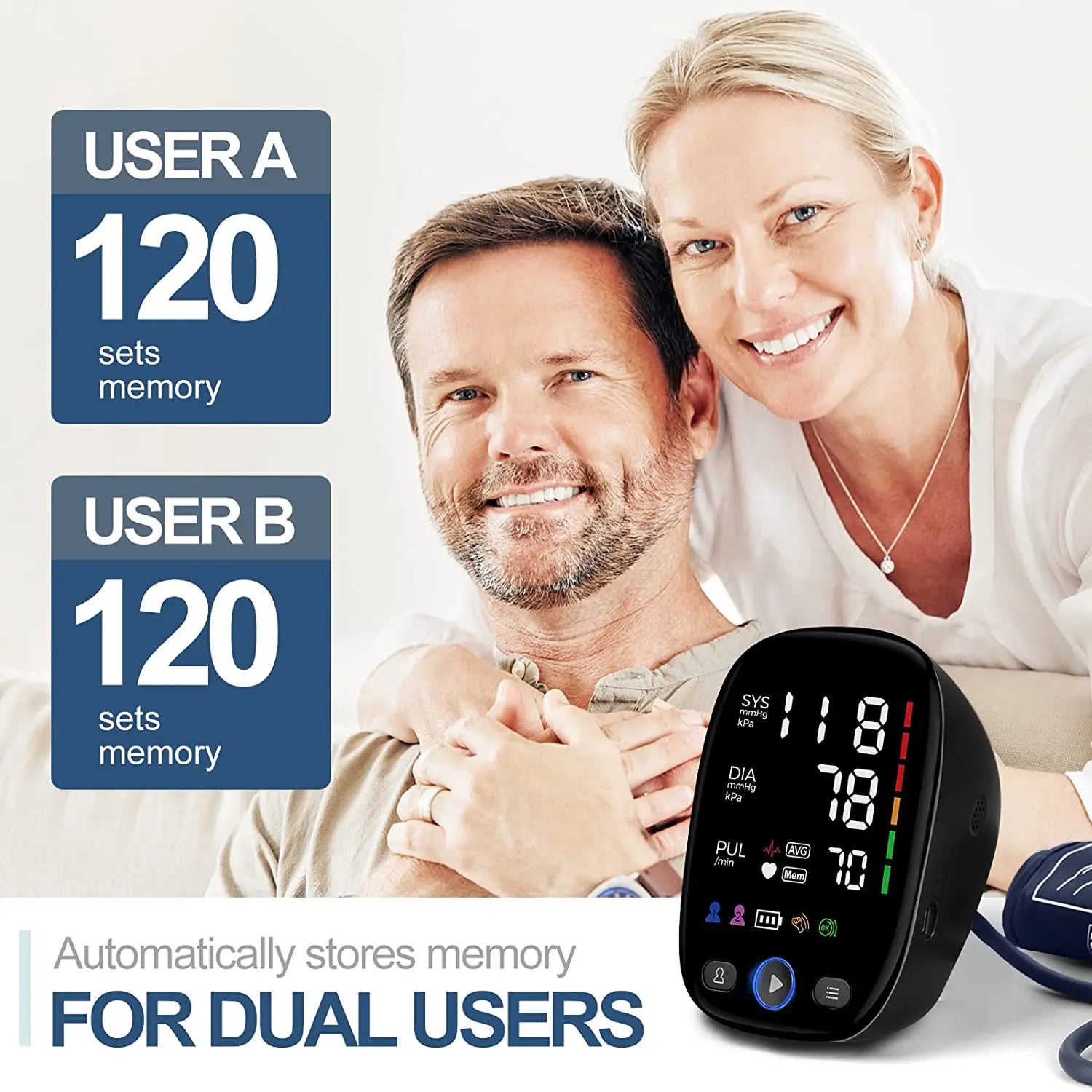 MoniBludex Blood Pressure Monitor Upper Arm Precision LED Touchscreen with 240-Reading Memory