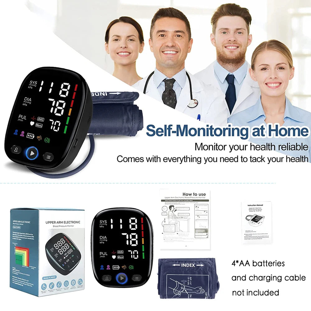 MoniBludex Blood Pressure Monitor Upper Arm Precision LED Touchscreen with 240-Reading Memory
