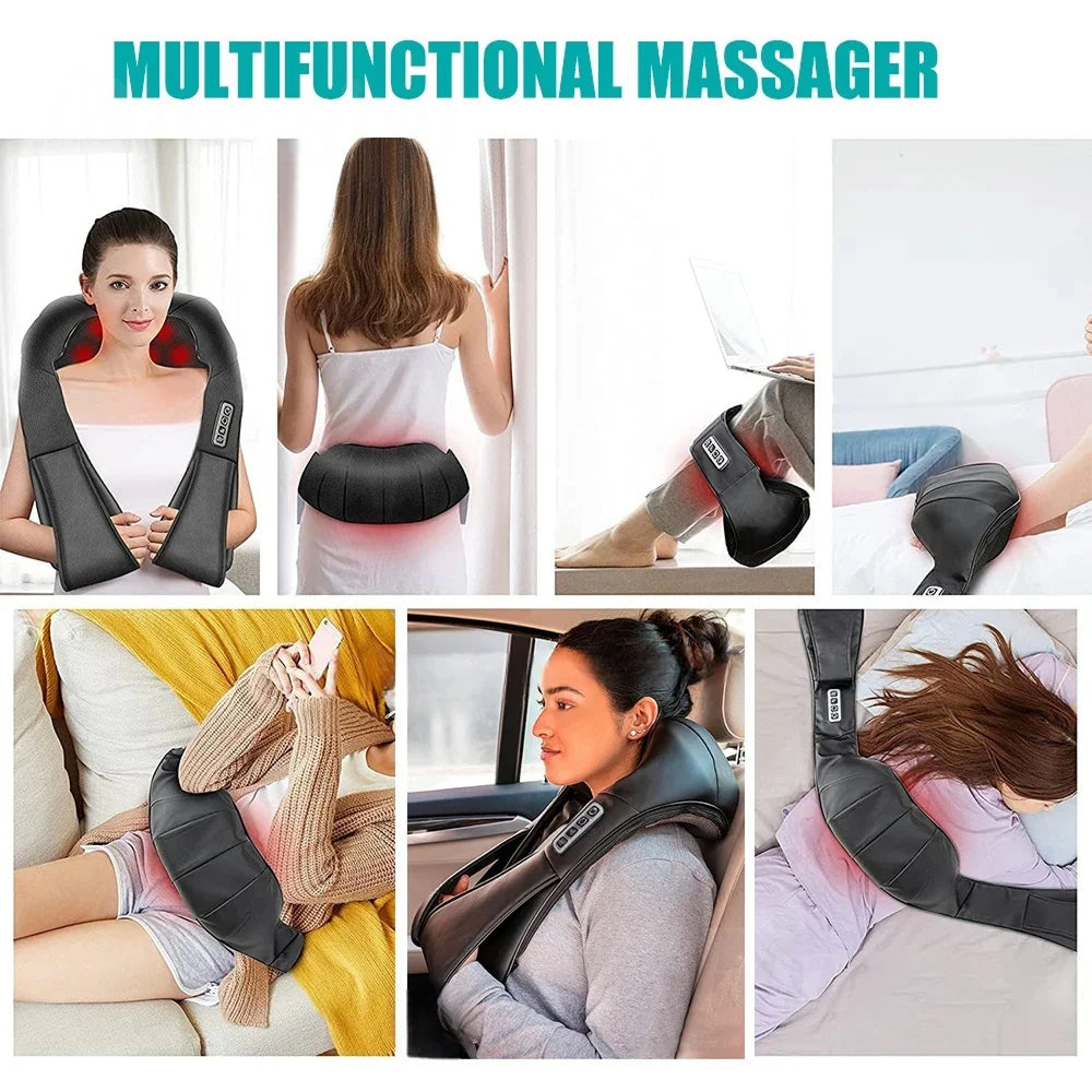NekiMaxiv Shiatsu Neck and Shoulder Massager – Deep Tissue Kneading, Heat Therapy & 3 Speeds