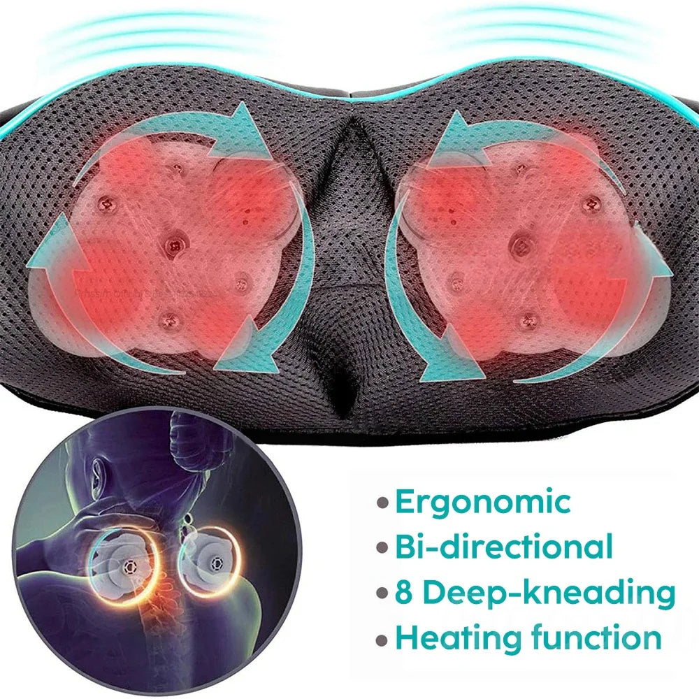 NekiMaxiv Shiatsu Neck and Shoulder Massager – Deep Tissue Kneading, Heat Therapy & 3 Speeds