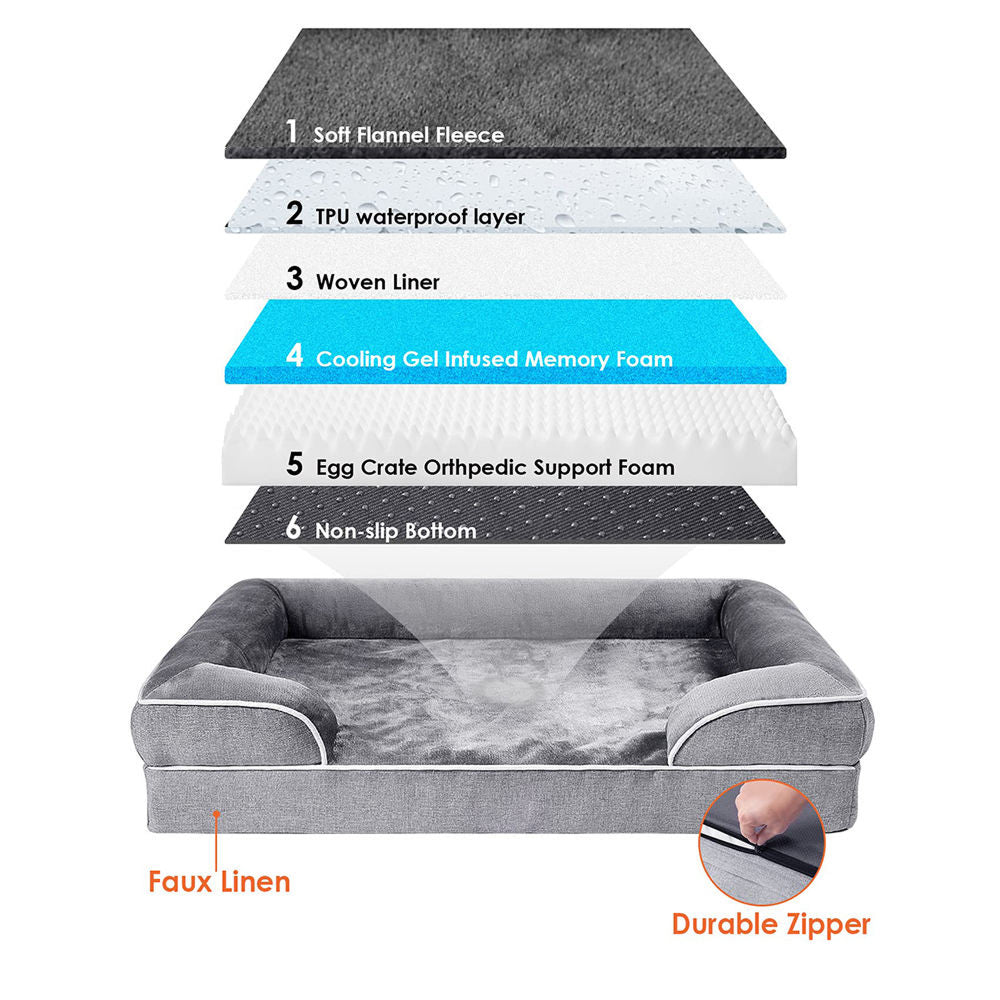 PawComfi Orthopedic Memory Foam Bed – Joint Support, Waterproof Liner & Machine Washable Cover