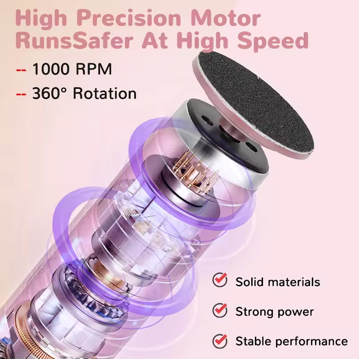 PediVyva High-speed 1000 RPM motor for efficient callus removal