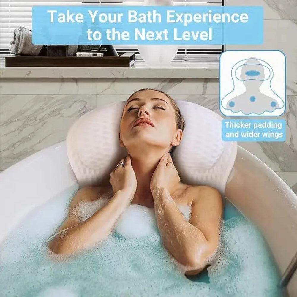 PilivKaxi Ergonomic Bath Pillow – High-Density Neck Cushion, Powerful Suction Cups & Breathable Tech
