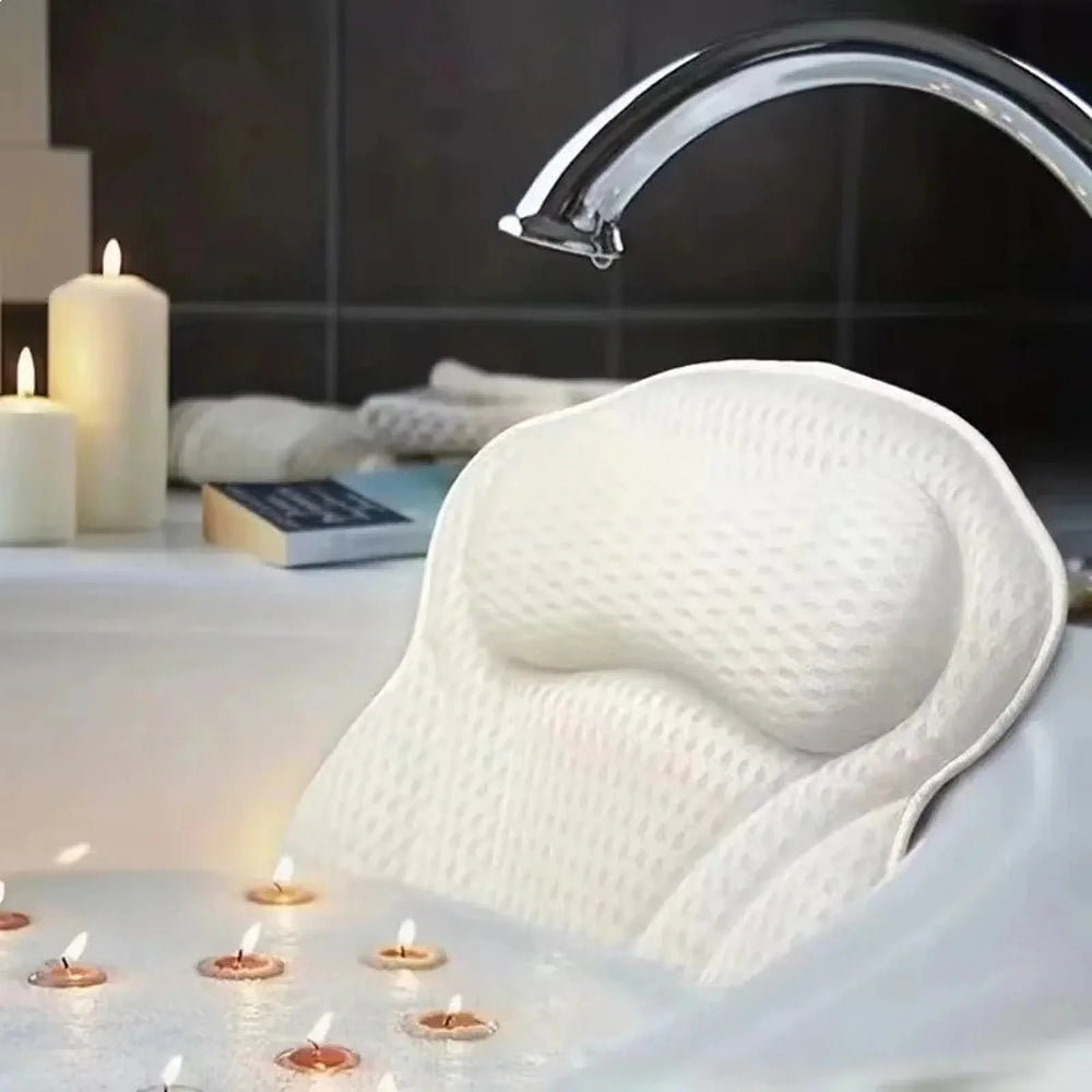 PilivKaxi Ergonomic Bath Pillow – High-Density Neck Cushion, Powerful Suction Cups & Breathable Tech