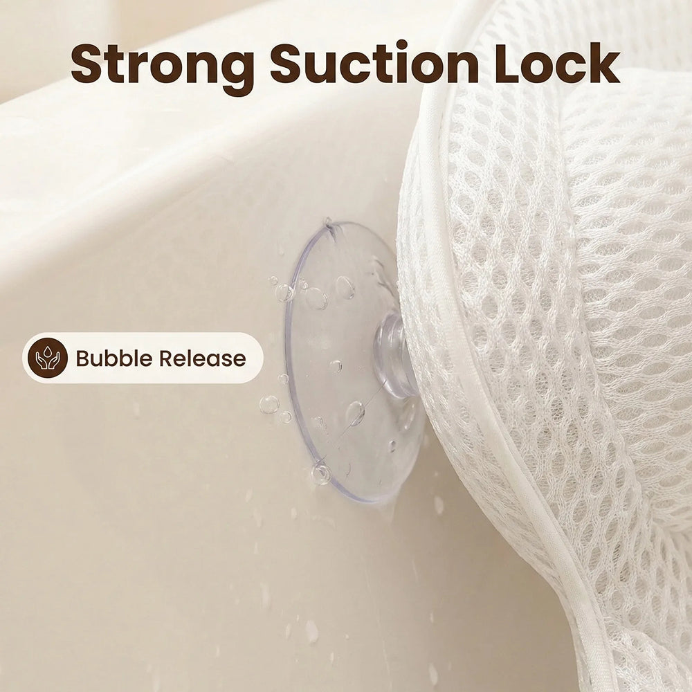 PilivKaxi Ergonomic Bath Pillow – High-Density Neck Cushion, Powerful Suction Cups & Breathable Tech